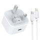 خرید شارژر اصلی آیفون 12 پرو مکس اپل | آداپتور 20 وات USB-C + کابل لایتنینگ