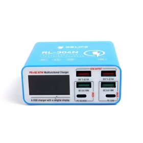 شارژر و تستر رومیزی Relife RL-304N | شارژ سریع ۸۷ وات با ۶ پورت USB