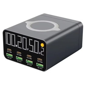 هاب شارژر ROCKWARE WLX-M1 | ۸ پورت USB + شارژر بی‌سیم ۱۲۰ وات